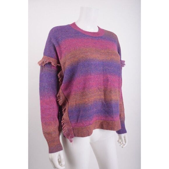 Central Park West Womens Fringe Sweater Swift M Pink Purple NWT - Picture 2 of 6